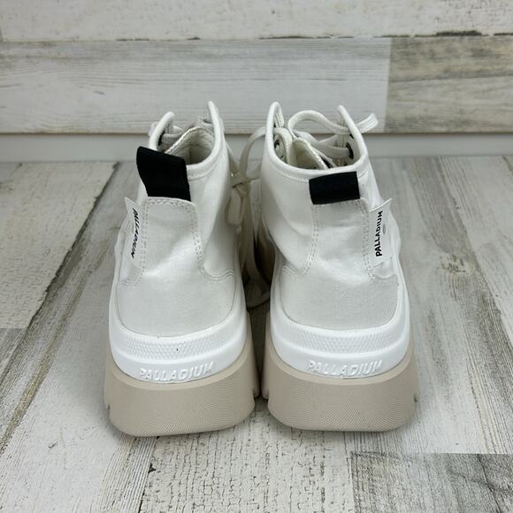 Palladium womens 6.5 white canvas lace up platform sneakers new combat causal - Picture 5 of 10